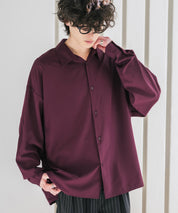 新色追加 接触冷感 オーバーサイズとろみストレッチレギュラーカラー長袖シャツ 14209