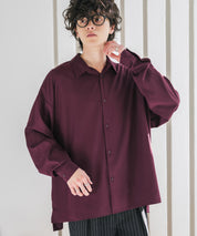 新色追加 接触冷感 オーバーサイズとろみストレッチレギュラーカラー長袖シャツ 14209