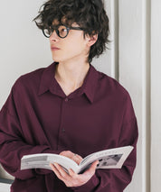 新色追加 接触冷感 オーバーサイズとろみストレッチレギュラーカラー長袖シャツ 14209