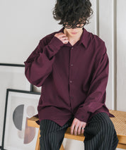 新色追加 接触冷感 オーバーサイズとろみストレッチレギュラーカラー長袖シャツ 14209