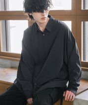 新色追加 接触冷感 オーバーサイズとろみストレッチレギュラーカラー長袖シャツ 14209