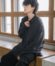 新色追加 接触冷感 オーバーサイズとろみストレッチレギュラーカラー長袖シャツ 14209