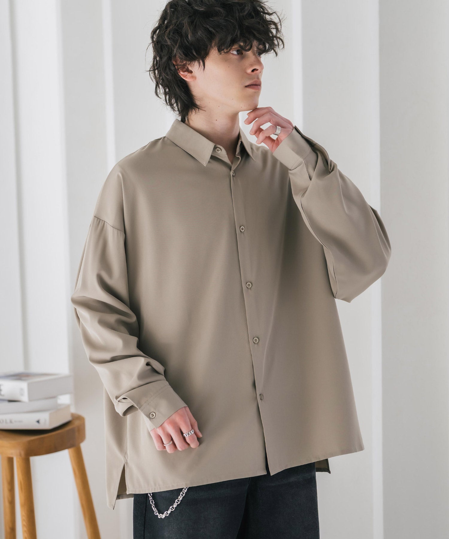 新色追加 接触冷感 オーバーサイズとろみストレッチレギュラーカラー