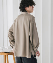 新色追加 接触冷感 オーバーサイズとろみストレッチレギュラーカラー長袖シャツ 14209