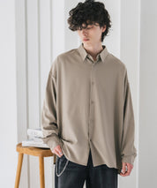 新色追加 接触冷感 オーバーサイズとろみストレッチレギュラーカラー長袖シャツ 14209