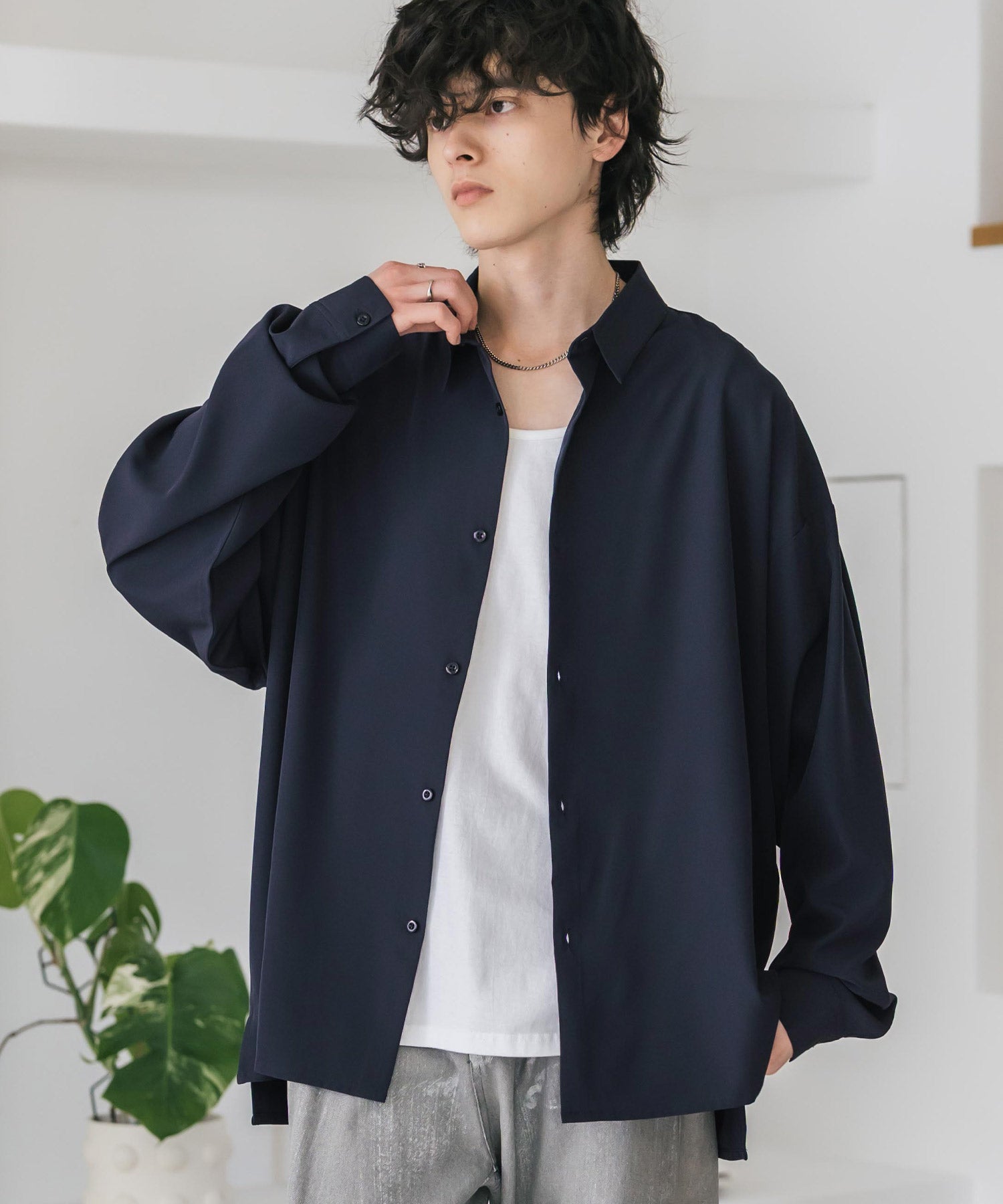 新色追加 接触冷感 オーバーサイズとろみストレッチレギュラーカラー