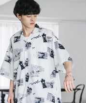 接触冷感 オーバーサイズ 花柄 ペイズリー柄 グラフィック柄 総柄開襟アロハシャツ