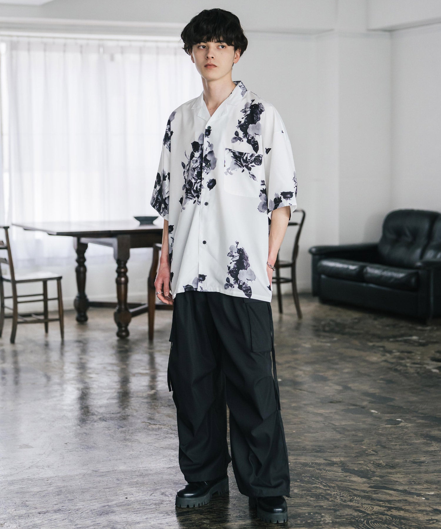 接触冷感 オーバーサイズ 花柄 ペイズリー柄 グラフィック柄 総柄開襟アロハシャツ