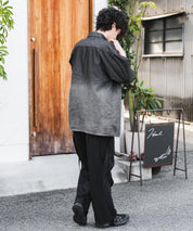 新色追加 オーバーサイズユーズドケミカルウォッシュ加工半袖デニムシャツ 14273