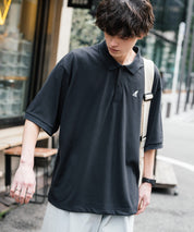 KANGOL カンゴール 別注コラボ 鹿の子クレリック/ラインリブ/ワンポイント刺繍オーバーサイズ半袖ポロシャツ