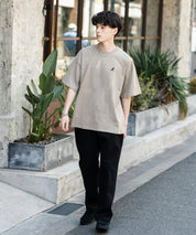 KANGOL 別注コラボ ワンポイントロゴ刺繍半袖クルーネックTシャツ 無地/リンガーネック