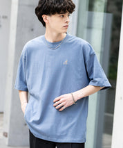 KANGOL 別注コラボ ワンポイントロゴ刺繍半袖クルーネックTシャツ 無地/リンガーネック
