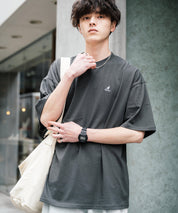 KANGOL 別注コラボ ワンポイントロゴ刺繍半袖クルーネックTシャツ 無地/リンガーネック