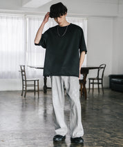 接触冷感 オーバーサイズサイドスリットダンボール半袖クルーネックTシャツ