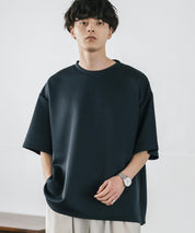 接触冷感 オーバーサイズサイドスリットダンボール半袖クルーネックTシャツ