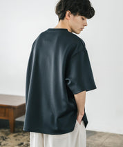 接触冷感 オーバーサイズサイドスリットダンボール半袖クルーネックTシャツ