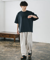 接触冷感 オーバーサイズサイドスリットダンボール半袖クルーネックTシャツ