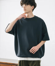 接触冷感 オーバーサイズダンボール裾ドローコード半袖クルーネックTシャツ