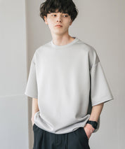 接触冷感 オーバーサイズダンボール裾ドローコード半袖クルーネックTシャツ