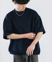 接触冷感 オーバーサイズダンボール裾ドローコード半袖クルーネックTシャツ