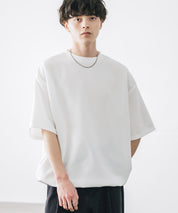 接触冷感 オーバーサイズダンボール裾ドローコード半袖クルーネックTシャツ