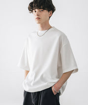 接触冷感 オーバーサイズダンボール裾ドローコード半袖クルーネックTシャツ