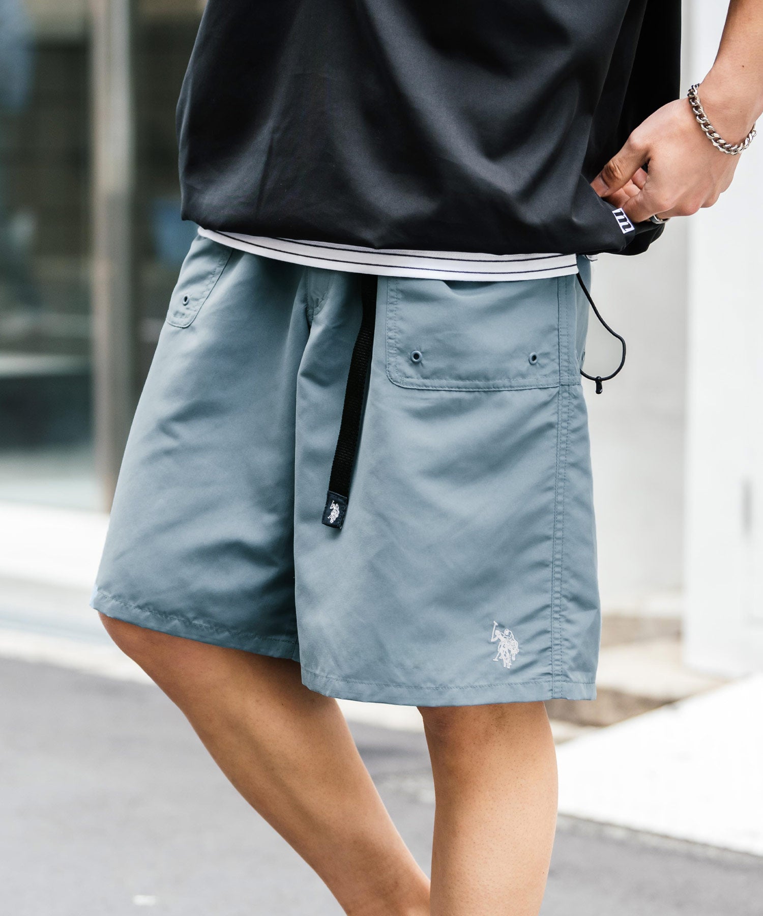 U.S. POLO ASSN.  ユーエスポロアッスン 接触冷感 別注コラボ 水陸両用ワンポイントロゴ刺繍クライミングショートパンツ