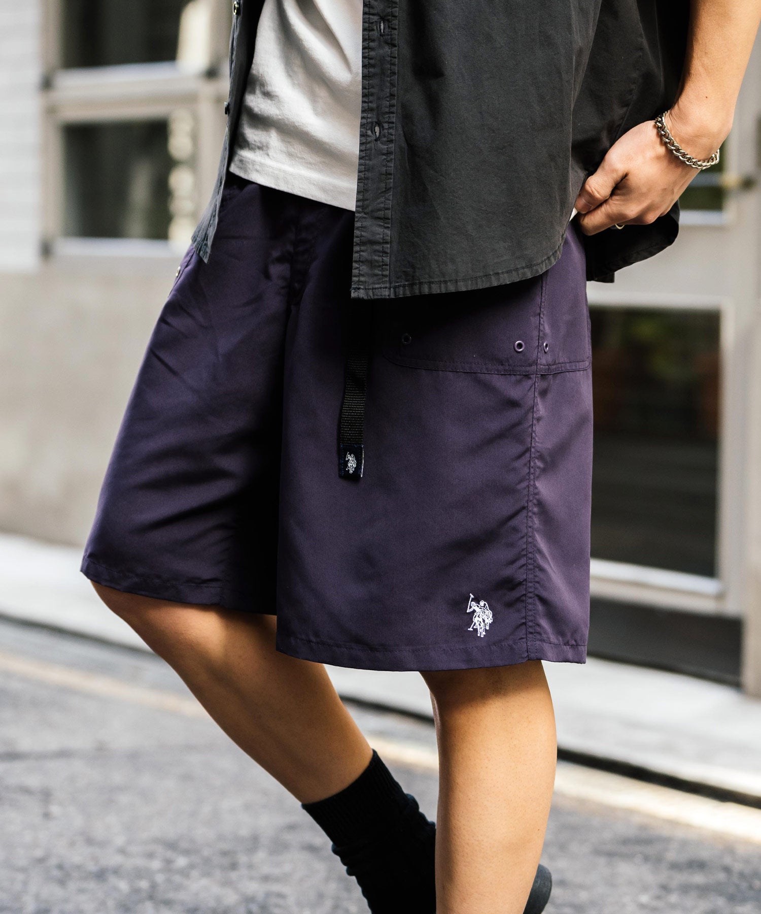 U.S. POLO ASSN.  ユーエスポロアッスン 接触冷感 別注コラボ 水陸両用ワンポイントロゴ刺繍クライミングショートパンツ