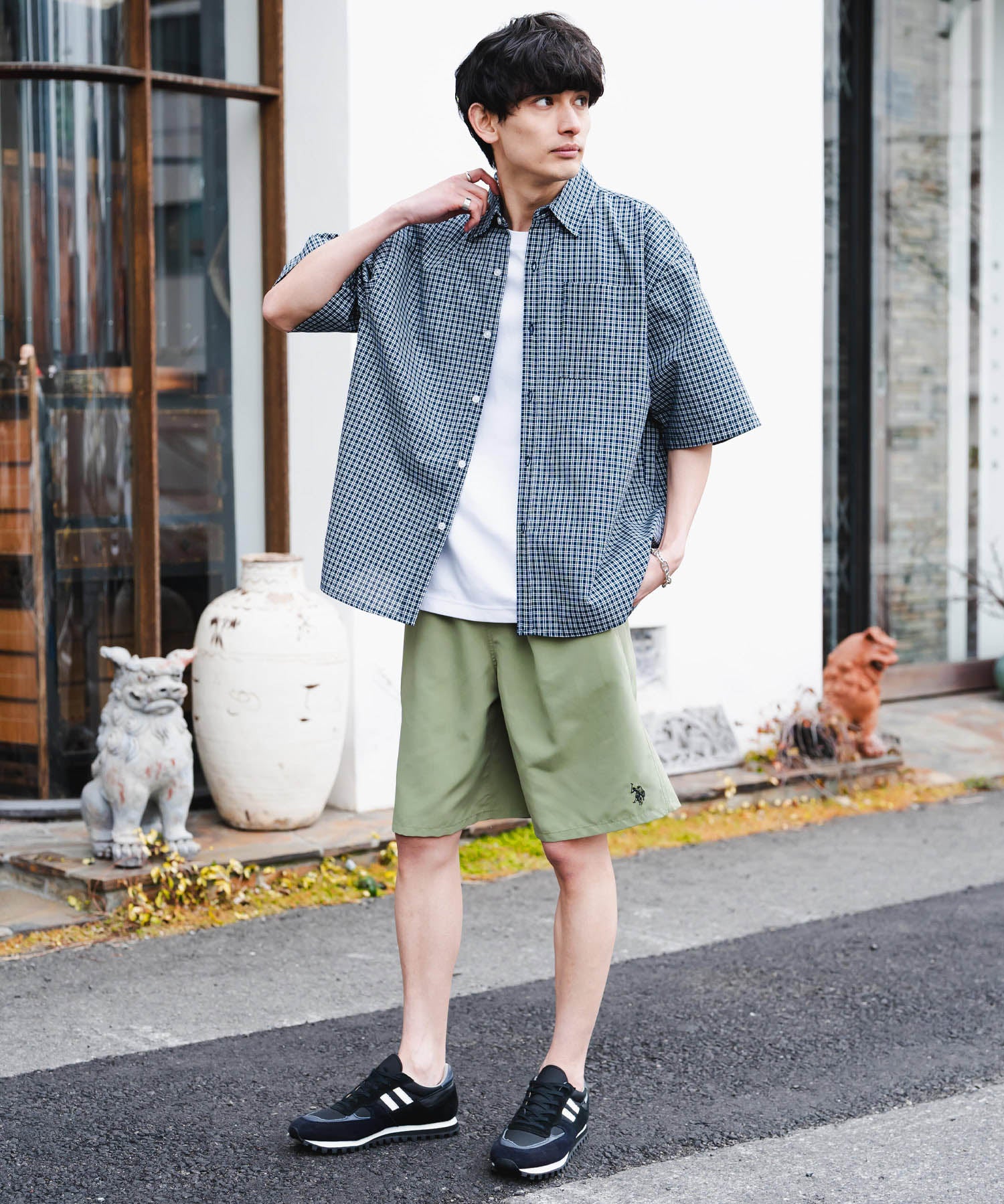 新色追加 U.S. POLO ASSN. ユーエスポロアッスン 水陸両用 別注コラボ接触冷感ワンポイントロゴ刺繍イージーショートパンツ 14320