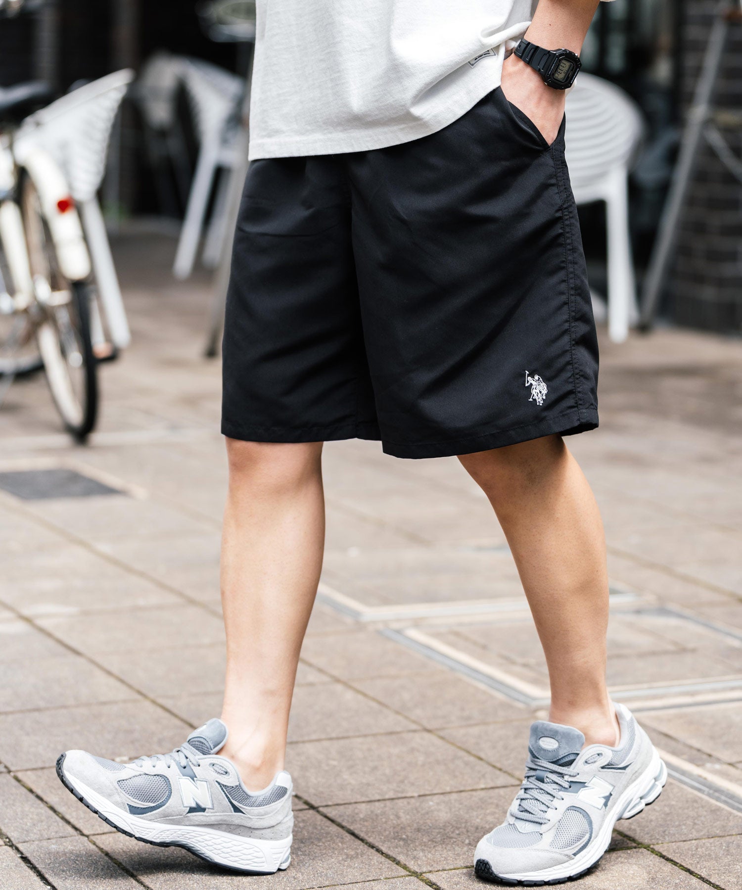 新色追加 U.S. POLO ASSN. ユーエスポロアッスン 水陸両用 別注コラボ接触冷感ワンポイントロゴ刺繍イージーショートパンツ 14320