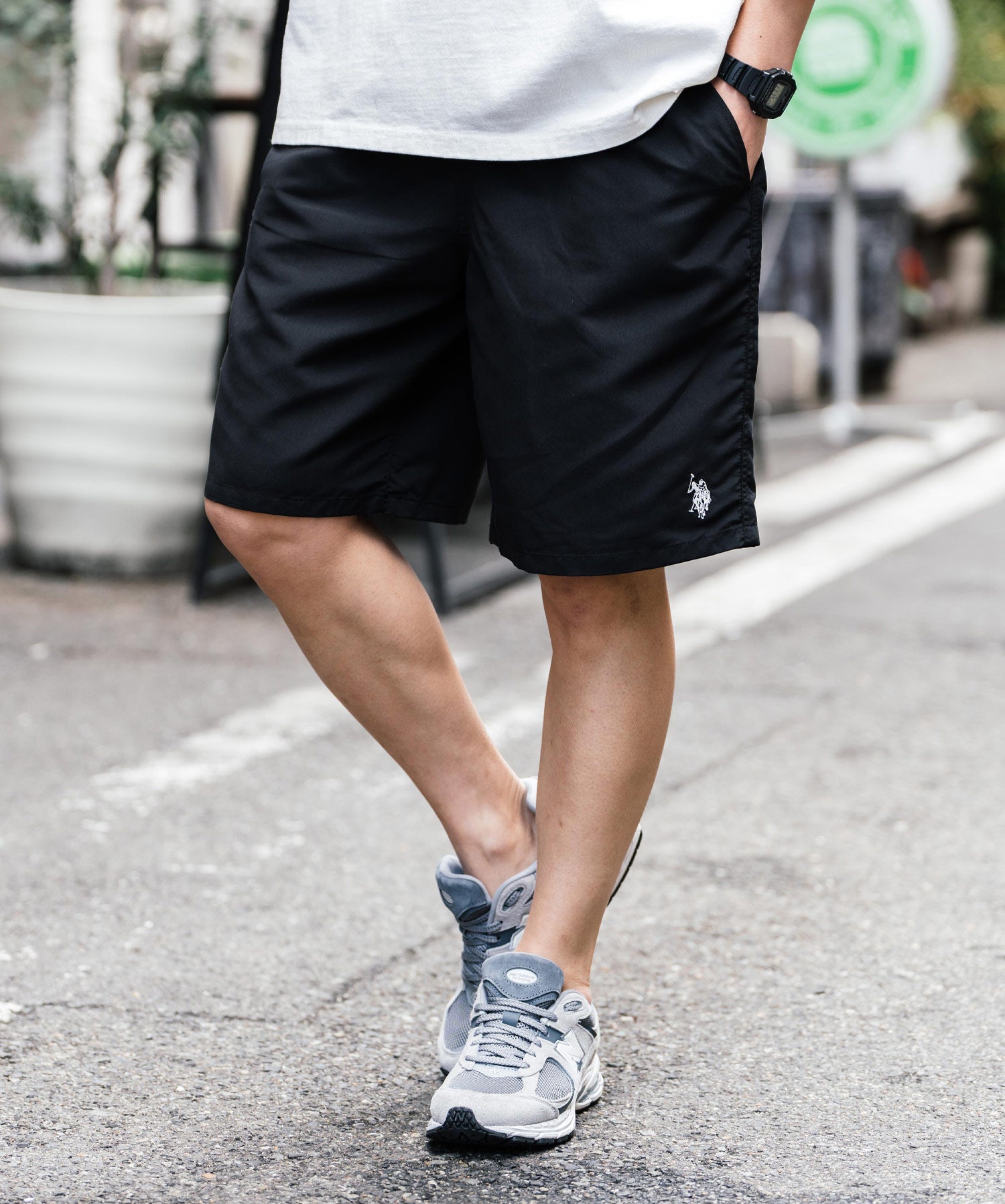 新色追加 U.S. POLO ASSN. ユーエスポロアッスン 水陸両用 別注コラボ接触冷感ワンポイントロゴ刺繍イージーショートパンツ 14320