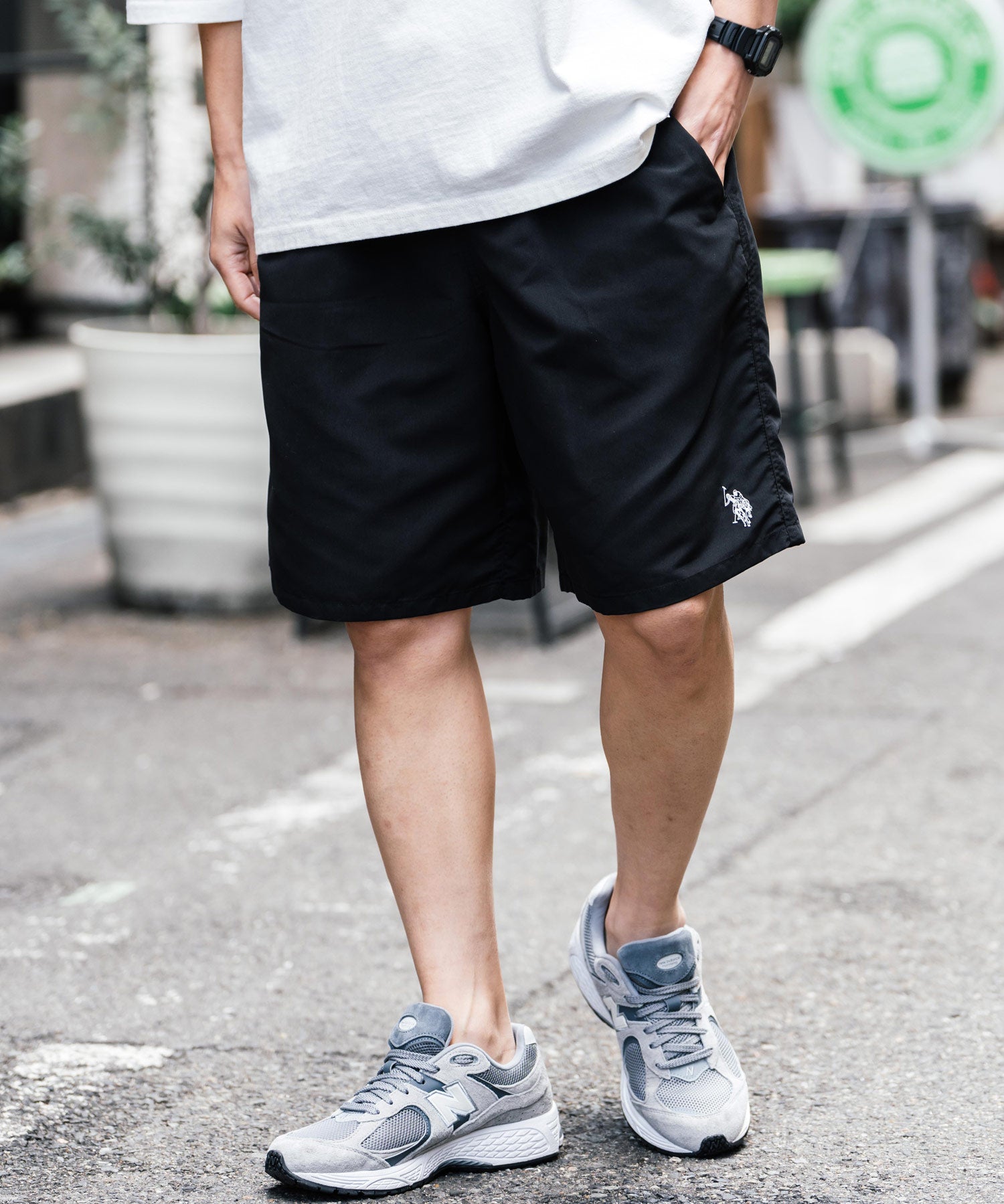 新色追加 U.S. POLO ASSN. ユーエスポロアッスン 水陸両用 別注コラボ接触冷感ワンポイントロゴ刺繍イージーショートパンツ 14320