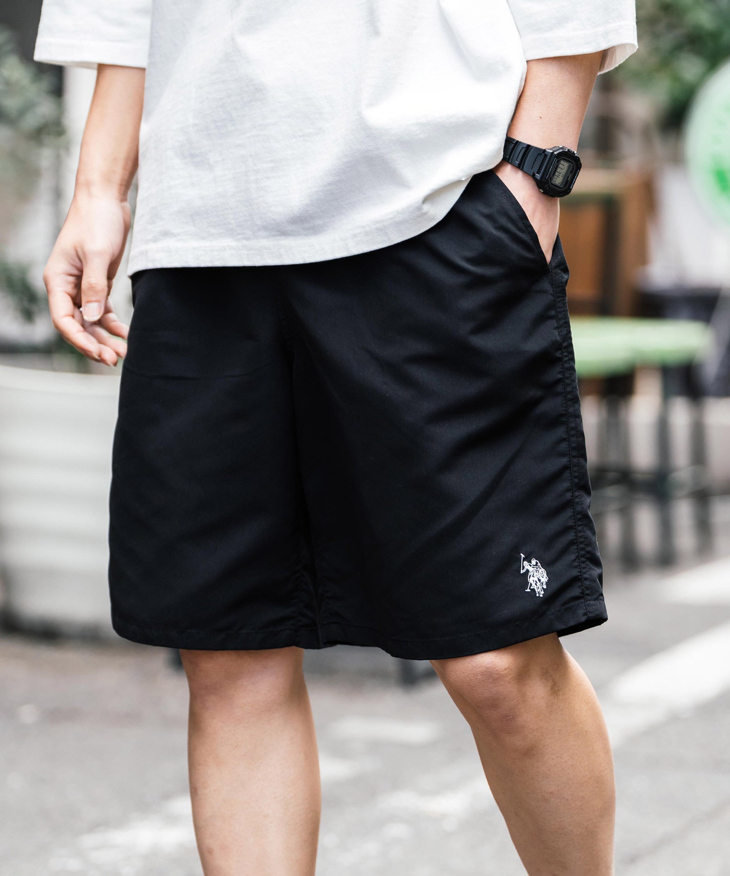 新色追加 U.S. POLO ASSN. ユーエスポロアッスン 水陸両用 別注コラボ接触冷感ワンポイントロゴ刺繍イージーショートパンツ 14320