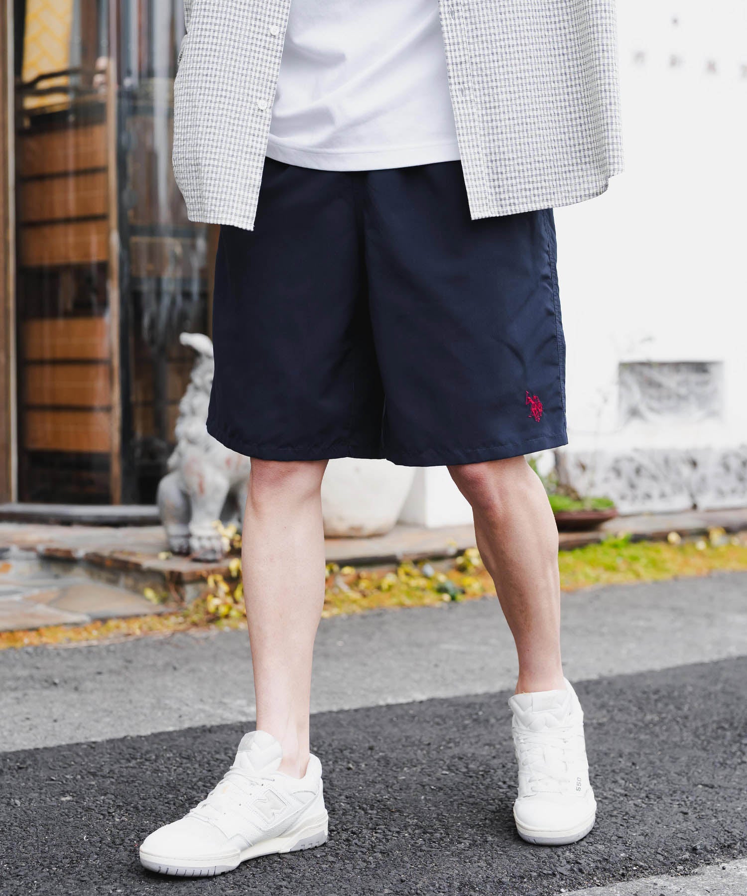 新色追加 U.S. POLO ASSN. ユーエスポロアッスン 水陸両用 別注コラボ接触冷感ワンポイントロゴ刺繍イージーショートパンツ 14320