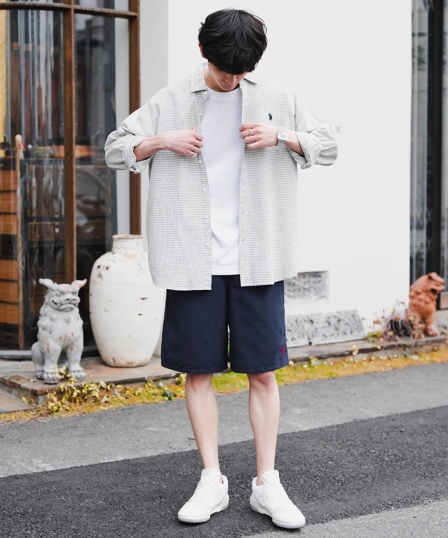 新色追加 U.S. POLO ASSN. ユーエスポロアッスン 水陸両用 別注コラボ接触冷感ワンポイントロゴ刺繍イージーショートパンツ 14320