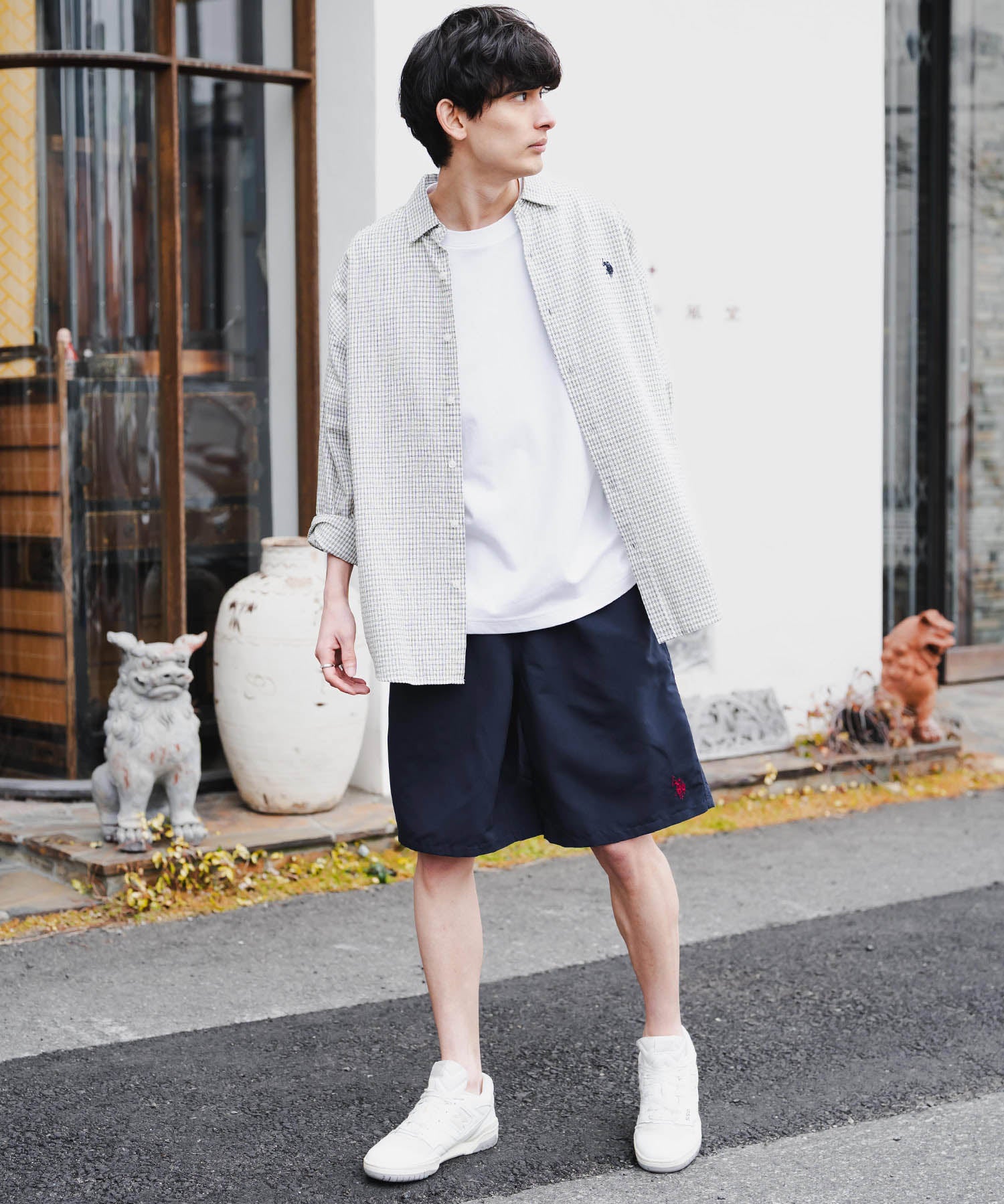 新色追加 U.S. POLO ASSN. ユーエスポロアッスン 水陸両用 別注コラボ接触冷感ワンポイントロゴ刺繍イージーショートパンツ 14320