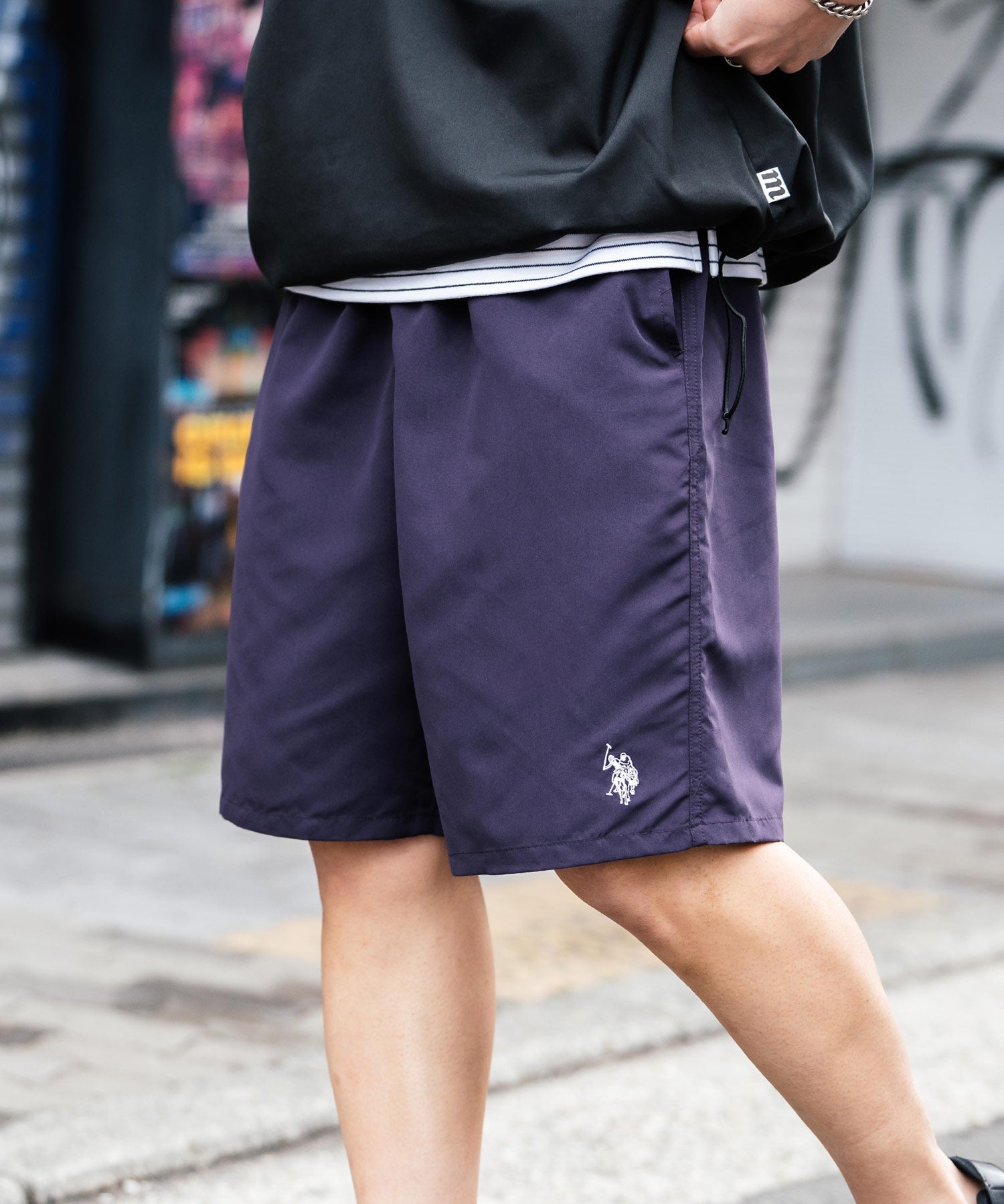 新色追加 U.S. POLO ASSN. ユーエスポロアッスン 水陸両用 別注コラボ接触冷感ワンポイントロゴ刺繍イージーショートパンツ 14320