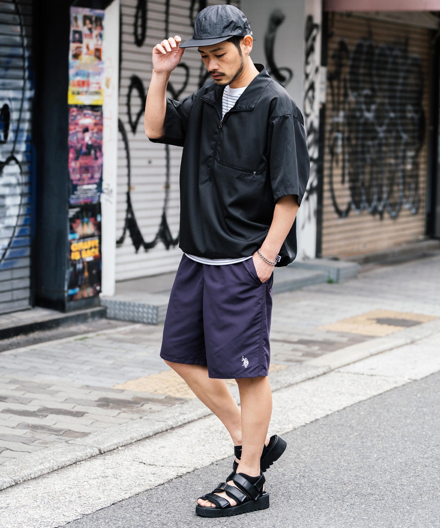 新色追加 U.S. POLO ASSN. ユーエスポロアッスン 水陸両用 別注コラボ接触冷感ワンポイントロゴ刺繍イージーショートパンツ 14320