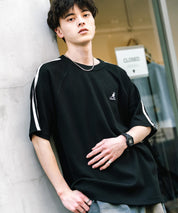 KANGOL カンゴール 別注コラボ オーバーサイズ袖ラインワッフルワンポイントロゴ刺繍ラグラン半袖Tシャツ