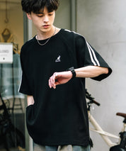 KANGOL カンゴール 別注コラボ オーバーサイズ袖ラインワッフルワンポイントロゴ刺繍ラグラン半袖Tシャツ