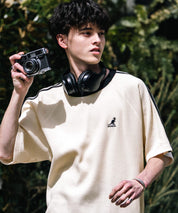 KANGOL カンゴール 別注コラボ オーバーサイズ袖ラインワッフルワンポイントロゴ刺繍ラグラン半袖Tシャツ