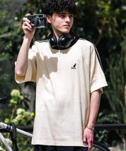 KANGOL カンゴール 別注コラボ オーバーサイズ袖ラインワッフルワンポイントロゴ刺繍ラグラン半袖Tシャツ