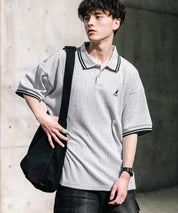 KANGOL カンゴール 別注コラボ オーバーサイズワッフルダブルラインワンポイントロゴ刺繍半袖ポロシャツ