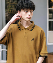KANGOL カンゴール 別注コラボ オーバーサイズワッフルダブルラインワンポイントロゴ刺繍半袖ポロシャツ