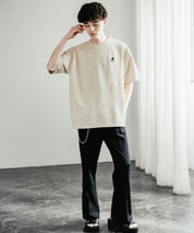 KANGOL カンゴール 別注コラボ オーバーサイズカットスエードワンポイントロゴ刺繍半袖Tシャツ
