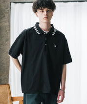 U.S. POLO ASSN. ユーエスポロアッスン 別注コラボ 無地/ラインリブ ワンポイントロゴ刺繍天竺半袖ポロシャツ
