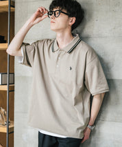 U.S. POLO ASSN. ユーエスポロアッスン 別注コラボ 無地/ラインリブ ワンポイントロゴ刺繍天竺半袖ポロシャツ