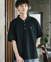 U.S. POLO ASSN. ユーエスポロアッスン 別注コラボ 無地/ラインリブ ワンポイントロゴ刺繍天竺半袖ポロシャツ
