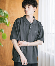 U.S. POLO ASSN. ユーエスポロアッスン 別注コラボ 無地/ラインリブ ワンポイントロゴ刺繍天竺半袖ポロシャツ