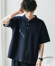 U.S. POLO ASSN. ユーエスポロアッスン 別注コラボ 無地/ラインリブ ワンポイントロゴ刺繍天竺半袖ポロシャツ